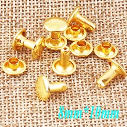 100sets Gold Double Cap Rivets Studs Leather craft Rivet Fastener Snaps Prong Studs Riveted Rivets 3/8"(8mm)