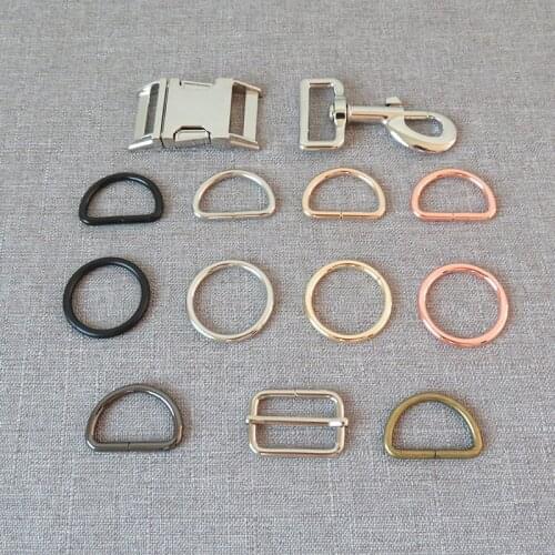 20 pcs 30mm metal D O ring belt straps slider release buckle Carabiner lobster clasp for pet dog collar leash harness accessory