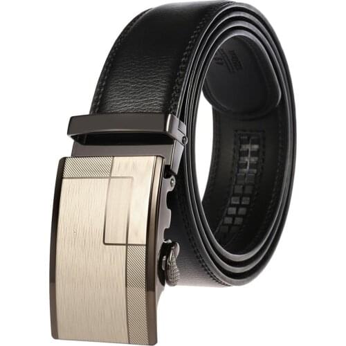 2019 Mens Fashion Belt Genuine Leather Belts for Men Quality Metal Automatic Buckle Luxury Strap Male Jeans Cowhide Waistband