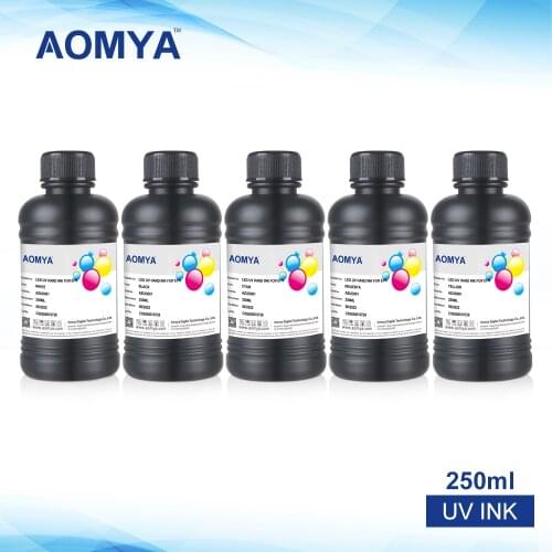 5 X 250ml Aomya Universal Led Uv Ink / UV LED Ink Suit For Epson UV flatbed Printer Ink/ 3D UV Printer For Epson DX5 DX3 DX6 DX7
