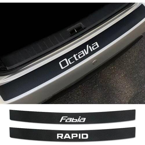 Car Carbon fiber stripe trunk protect Car sticker For Skoda Octavia Fabia Rapid Scala Karoq Superb Kodiaq Kamiq Car Accessories