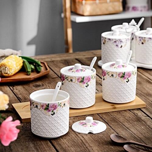 Spice Jar Salt And Pepper Kitchen Accessories Ceramic Spice Container Seasoning Box Household Spices Storage Box Organizer