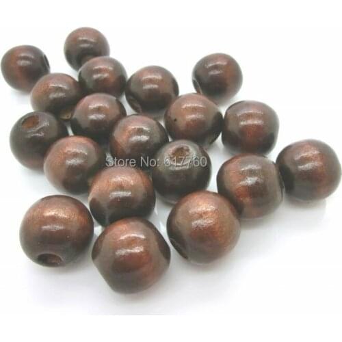 Free shipping-100PCs Dark Coffee Dyed Round European Wood Spacer Beads 18mm D0166
