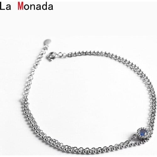 La Monada 925 Sterling Silver Double Chain Ball Fashion Jewelry Luxury Bracelet For Women Gift Personality Bracelet Silver 925