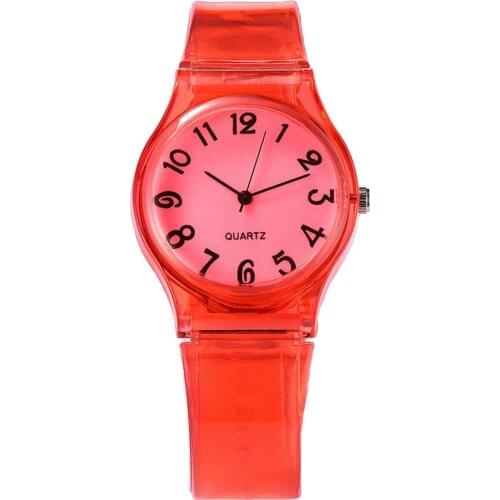 Children Candy Color Big Number Round Dial Silicone Band Quartz Wrist Watch Ladies Dress Watches Gift Luxury