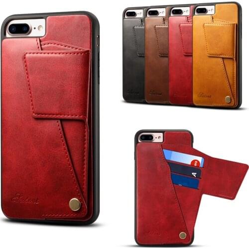 Business Vintage Card Slot Phone Case For iPhone 7 Plus Luxury Wallet Leather Cover For iPhone 8 Plus 6 6s Plus Back Cover Coque