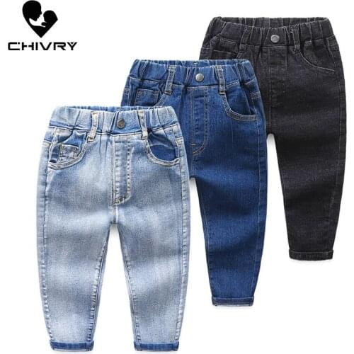 New 2020 Kids Fashion Solid Jeans Long Trousers Pants Boys Classic Denim Pants Baby Jeans Autumn Winter Clothing for 2-8 Years