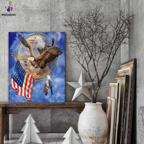 DIY colorings pictures by numbers with colors The bird with the flag painting drawing painting by numbers framed Home