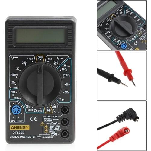 DT-830B Multimeter LCD Auto Range Digital Voltmeter Ohmmeter Volt Tester