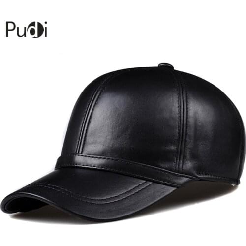 HL091 Spring Genuine Leather Mans Baseball Cap Hat Mens Real Leather Adjustable Trucker Driving Black Snapback Hats Caps
