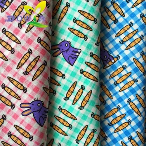 1 yards / lattice carrot rabbit printed canvas fabric DIY handmade cloth curtain sofa table cloth cushion pillow