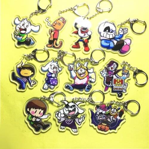 Game Undertale Keychain Figure Papyrus Sans Frisk Chara Toriel Undyne Alphys Mettaton Acrylic Keyring Bag Pendant for Gift