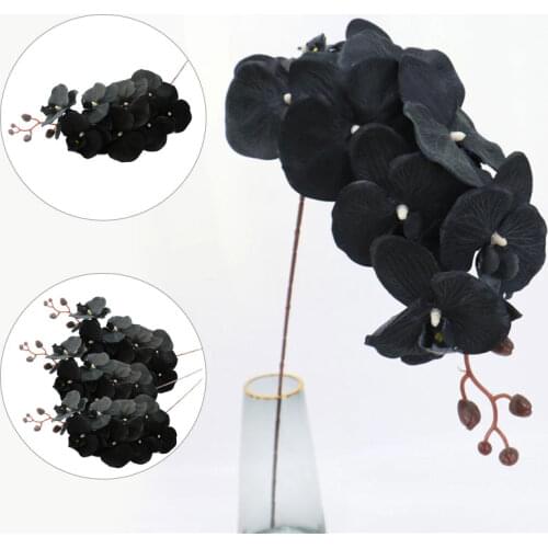 Simulation Flower Phalaenopsis Fake Flower Black Home Decoration Wedding Christams Home Decoration Garden Potted Fake Plants