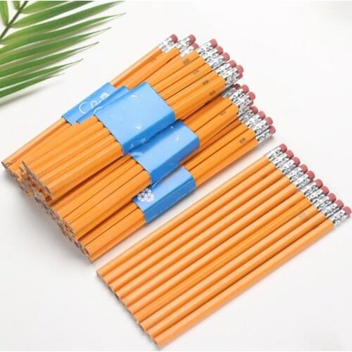 20pcs/set 18.8cm Ordinary Yellow Wooden Pencil With Eraser For Student Wood Pencil Writing Drawing Stationery Office Supplies