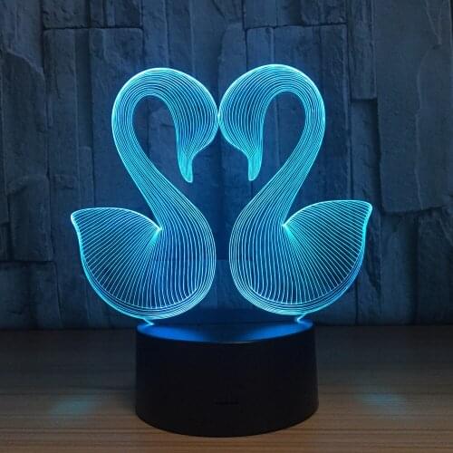 Lovely Swan Night Light 3D Illusio Lamp baby led Acrylic Remote Switch USB bedroom sitting room light Desk lamp