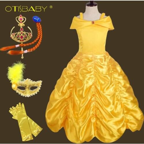 Beauty and the Beast Toddler Princess Belle Dress Up Girls Halloween Belle Costume Birthday Party Child Lush Kids Evening Gowns