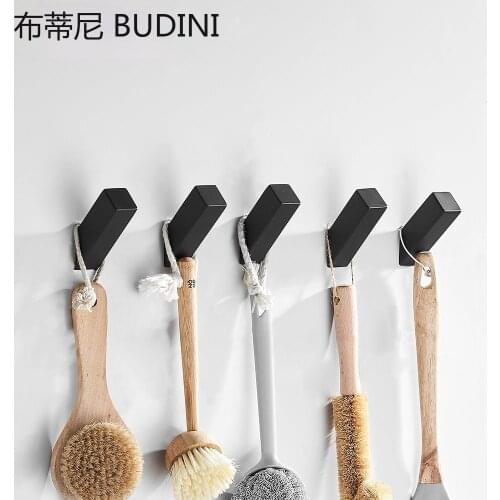 Wall Mounted 304 Stainless Steel Black Hooks Clothes Coat Hanger Rustproof Nail Screwed Robe Hooks for Towel