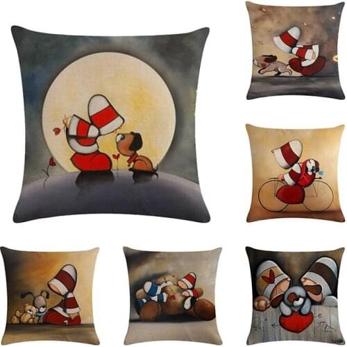 Cushion cover Cartoon Toy design linen/cotton pillow case character dog pattern decorative pillow cover seat pillow case ZY480