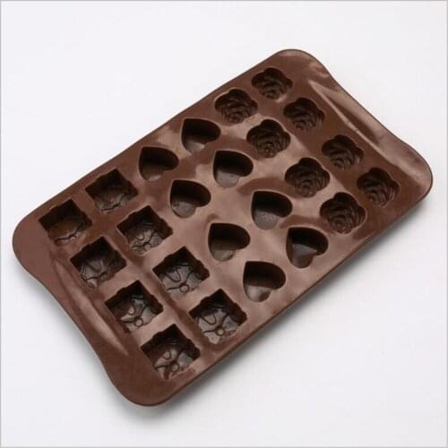 NHM 1 piece 24 with a rose heart ribbon rose silicone mold high temperature oven refrigerator special chocolate biscuit pudding