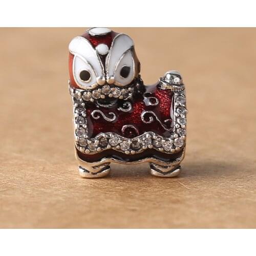 Wholesale S925 Sterling Silver Fashion Jewelry Bracelet DIY Basic Accessories Big Hole Beaded Chinese Martial Lion Beads