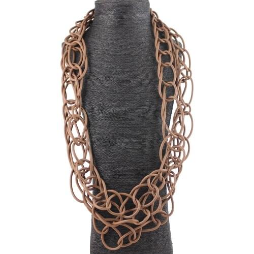 6Colors Fashion High quality Multi Round Necklaces Soft Rubber Circle Long Bib Statement Necklace Handmade All Match Jewellery