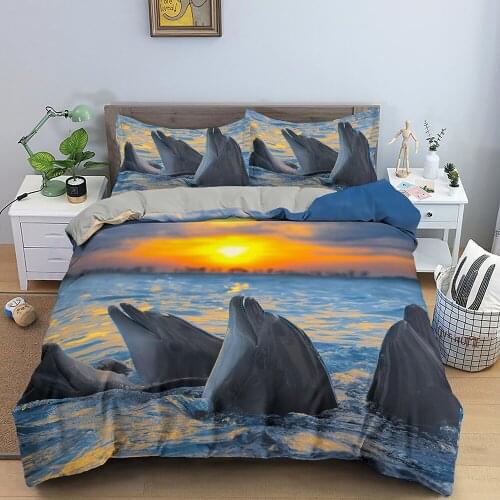 3D Marine Animal Bedclothes Dolphin Pattern Quilt/Comforter Cover With Pillowcases Bedding Set Twin Full Queen King Duvet Covers