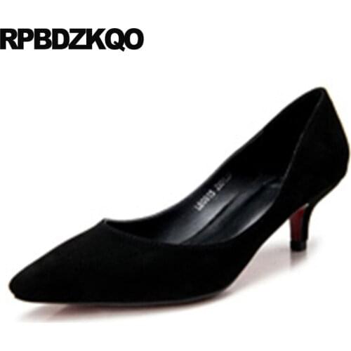 Size 4 34 Black Plus 3 Inch 2021 Scarpin Medium Heels 33 Suede Pumps Thin High Women Slip On Pointed Toe Shoes 11 43 Cheap 10 42