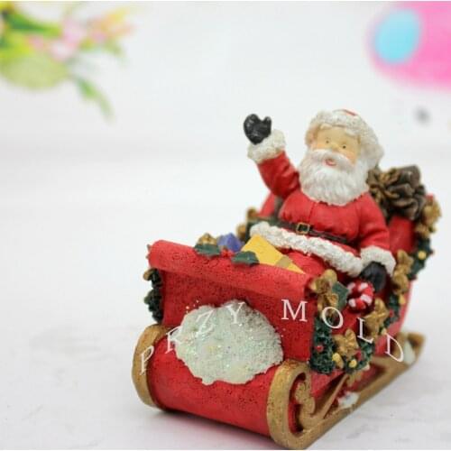 PRZY Silicone Mold Christmas 3d Sitting on The Sledding of Santa Claus Candles Mould Soap Molds Silica Gel for Home Decorations