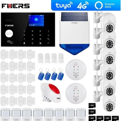 4G Tuya Alexa Wifi GSM alarm systems security Alarm 2MP Outdoor Camera Smart Home Burglar Alarm System Motion Detection
