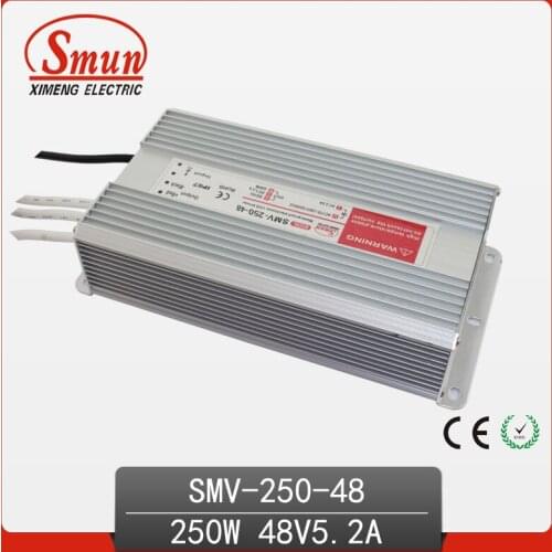 SMUN SMV-250-48 250W 48V 5A Outdoor Waterproof IP67 Switching Led Driver Led Power Supply With CE RoHS
