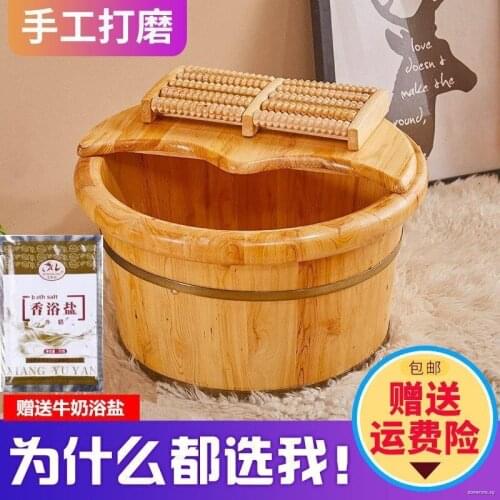 Sunshine Ready Stock Foot Bath Bucket of Adult Bubble Cedar Barrels Household Washing Footbath Female Massage Basin Wooden