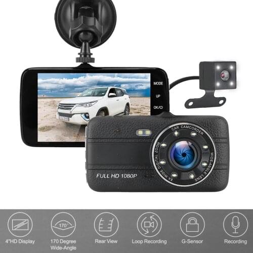 Auto Accessories Auto DashCam 170° Wide Angle G-sensor HD 1080P Video Recorder Camera Dash Cam Dual Lens 4" Car DVR