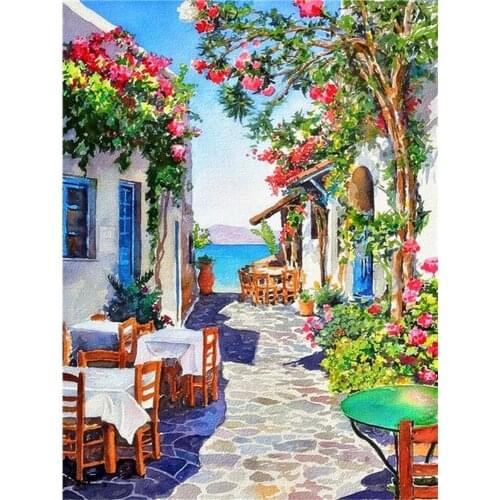 Landscape Seaside Town DIY Embroidery 11CT Cross Stitch Kits Needlework Craft Set Cotton Thread Printed Canvas Wholesale