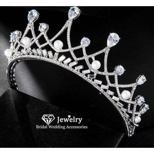 CC Women Crown Wedding Accessories Engagement Hair Ornaments Bridal Headpiece Water Drop Shape Headpiece Diadems Hairbands HS106