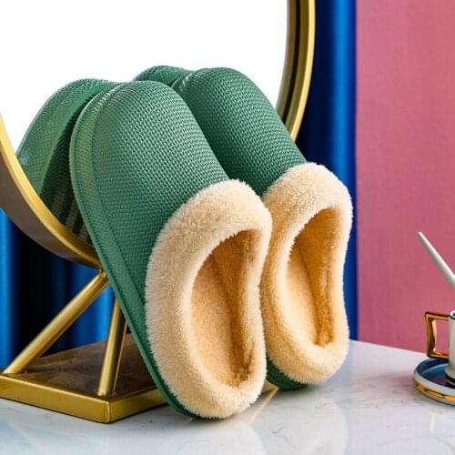 Winter Men Women Home Antiskid Soft Bottom Waterproof Cool Wool Slippers Lovers Indoor Warm Moon Plush Parent-Child Cotton Shoes