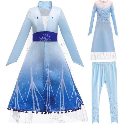 Snow Queen 2 Girls Elsa Dress Kids Coat and Leggings Christmas Princess Clothing Fancy Costume Elza Dress up New Year Costume