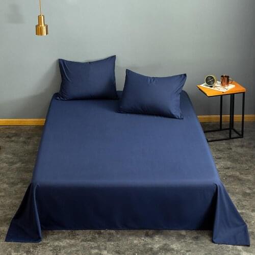 1 pc Flat Top Sheet Blue Color Plain Dyed Bed Linen 2sp for Double Bed sabanas de cama Solid Color Top Bedsheet