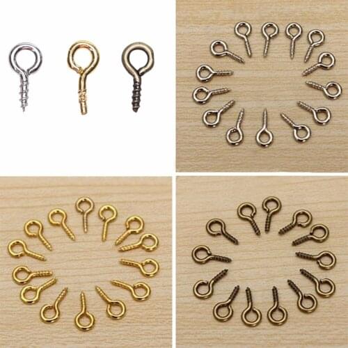 100pcs/lot Small Tiny Mini Eye Pins Eyepins Hooks Eyelets Screw Wooden Windows Frame Threaded Clasps Hook Peg
