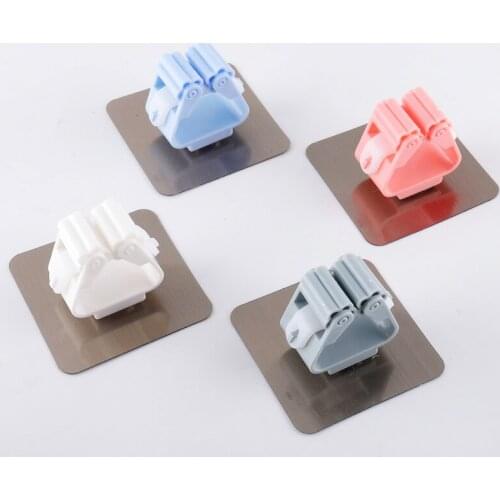 2/4Pcs Mop Holder Kitchen Bathroom Adhesive Mop Organizer Brush Broom Hanger KItchen Accessories