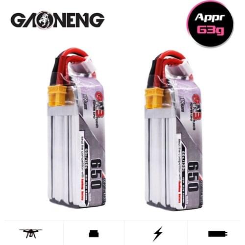 2PCS/Set Max 120C Gaoneng GNB 4S HV Lipo Battery 15.2V 650mAh With XT30 Plug For Beta85X Whoop Quadcopter FPV Racing Drone