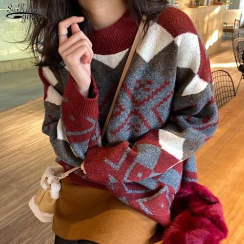 2021 Autumn and Winter Clothes Casual Knitwear Jumper Fashion Sweater Warm Pull Femme Thick Loose Pullover Womens Sweater 16473
