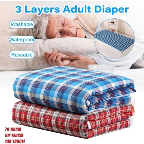 3 sizes Kids Adult Washable Reusable Protector Waterproof Underpad Bed Pad Polyester For Incontinence Patient Pad Cover Mattress