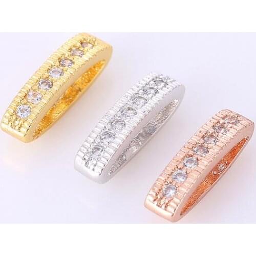 3 pieces fashion copper diy rhodium/gold/rose gold micro pave bracelet spacer beads mp033