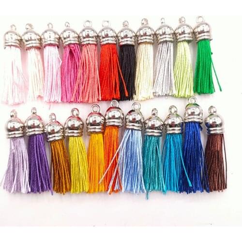 30Pcs/Lot 40mm Silver Tassel For Keychain Cellphone Straps Fringe Suede Tassel DIY Pendant Summer Jewelry Findings