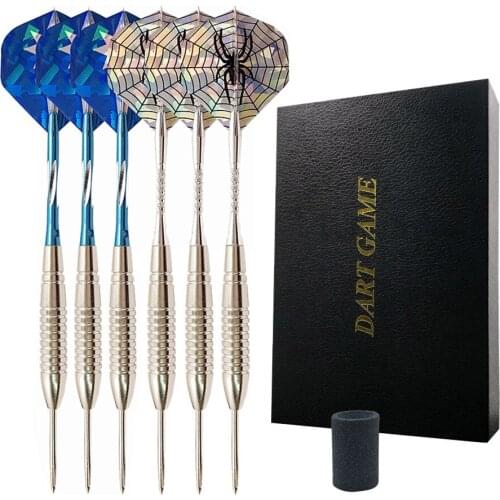 6pcs/set of Professional Steel Tip Darts Set 22g Darts Competition Grade Hard Tungsten Steel Needle Darts Gift Box Set