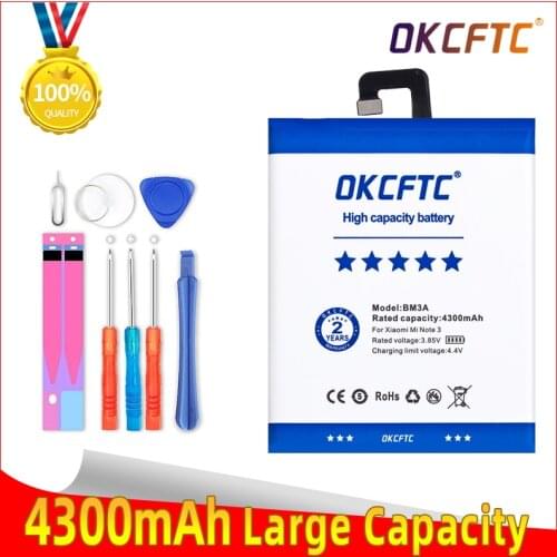 OKCFTC Original BM3A For Xiaomi Mi Note 3 Replacement 4300mAh High Capacity Phone Batteries +Free Tools