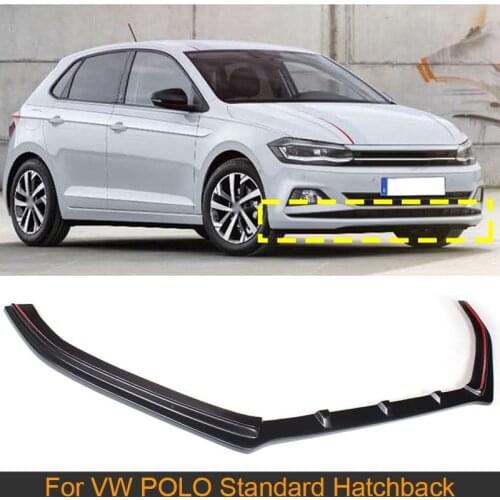 Car Front Bumper Lip Spoiler for VW POLO Standard Hatchback 4 Door Only 14-16 Non GTI R Front Lip Spoiler Splitters PU Black