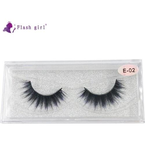 Flash Girl Wholesale The Newest E Series 1 Pairs E-02 Luxury 3D Mink Eyelash Makeup Colorful Eylashes Private Label