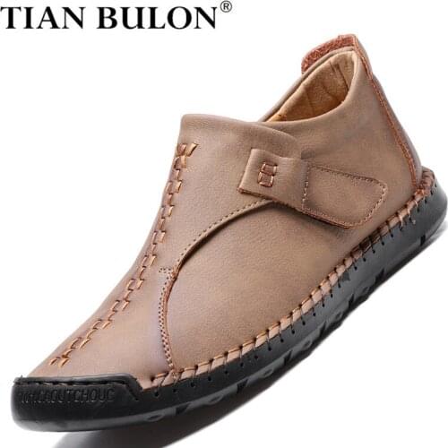 Handmade Ankle Boots British Style Men Leather Boots Autumn Men Casual Shoes Comfortable Flats Sneakers Non-slip Man Moccasins