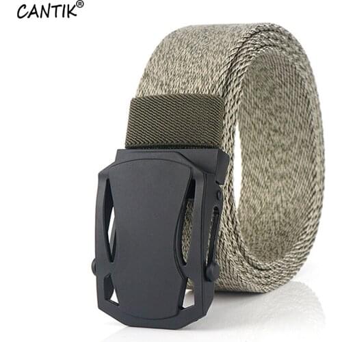 CANTIK Quality Nylon Belt Men All-around Clothing Jeans Accessories Black Design Automatic Buckle Metal Canvas Belts CBCA195